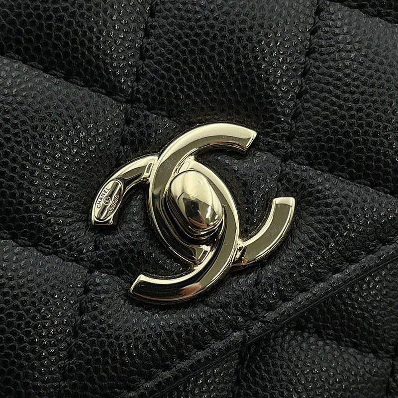 シャネル ハンドバッグ ココマーク トップハンドル XXS フラップ バッグ キャビアスキン AS2215 CHANEL バッグ 2way 黒