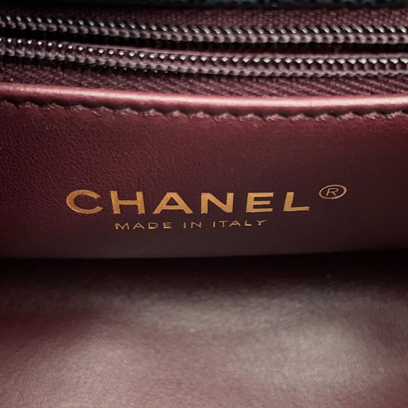 シャネル ハンドバッグ ココマーク トップハンドル XXS フラップ バッグ キャビアスキン AS2215 CHANEL バッグ 2way 黒
