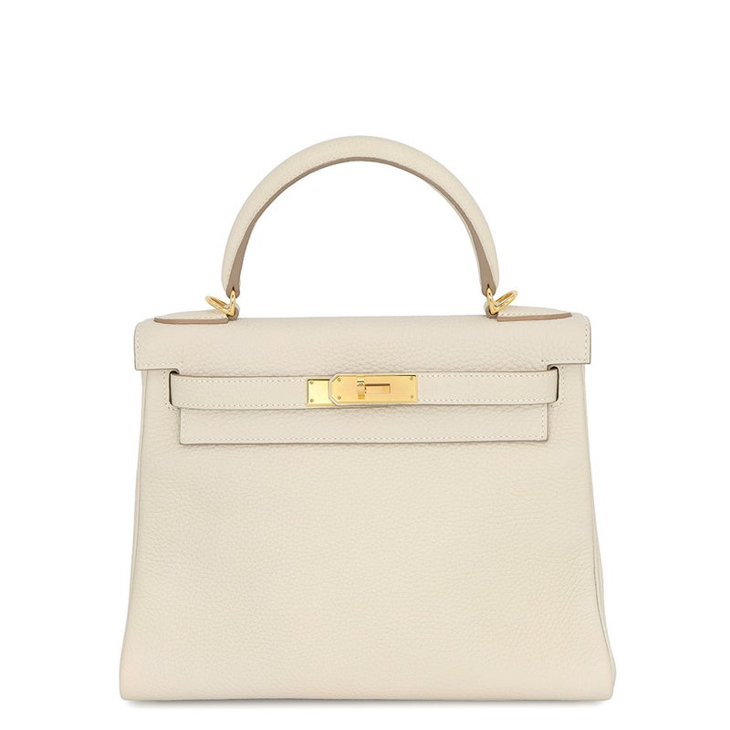 エルメス ハンドバッグ ケリー28 内縫い クレ/ゴールド金具 トリヨンクレマンス A刻印 HERMES Kelly 2wayバッグ