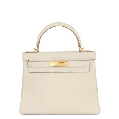 Hermès Kelly 28 Craie Clemence Gold