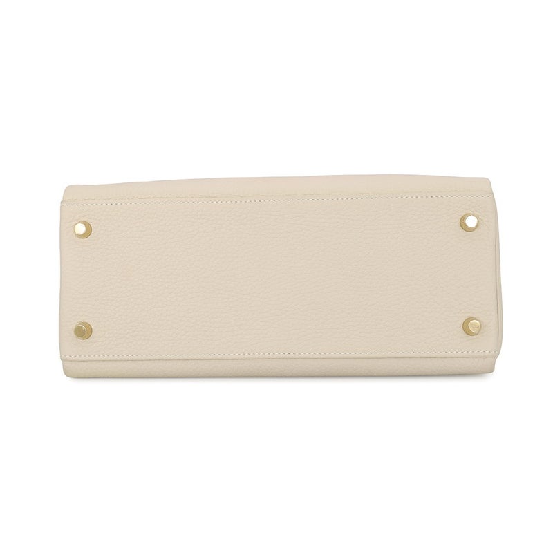 エルメス ハンドバッグ ケリー28 内縫い クレ/ゴールド金具 トリヨンクレマンス A刻印 HERMES Kelly 2wayバッグ