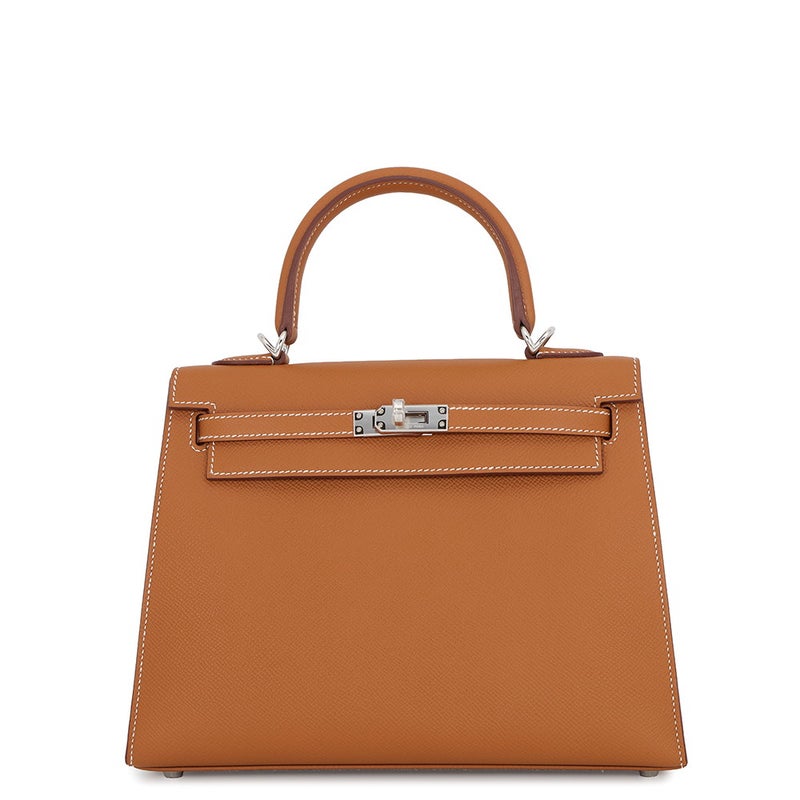 エルメス ハンドバッグ ケリー25 外縫い ゴールド/シルバー金具 エプソン G刻印 HERMES Kelly 2wayバッグ