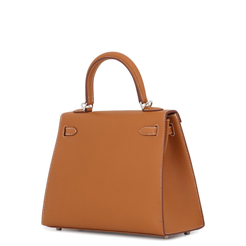 エルメス ハンドバッグ ケリー25 外縫い ゴールド/シルバー金具 エプソン G刻印 HERMES Kelly 2wayバッグ