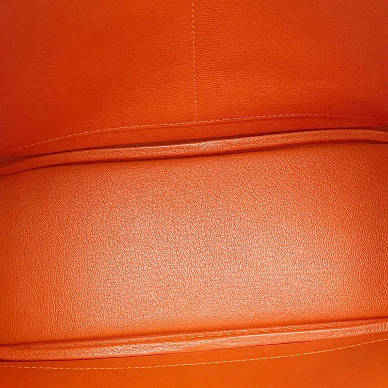 エルメス ハンドバッグ プリュム28 オレンジ/シルバー金具 エバーカラー X刻印