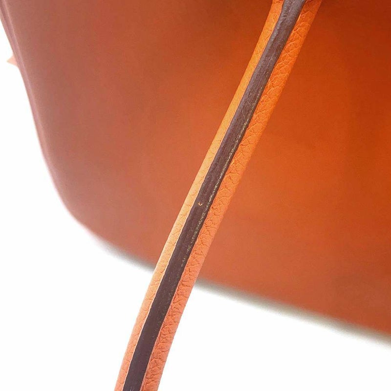 エルメス ハンドバッグ プリュム28 オレンジ/シルバー金具 エバーカラー X刻印