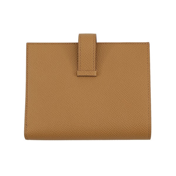 エルメス 二つ折り財布 ベアンコンパクト ビスキュイ/シルバー金具 エプソン K刻印 HERMES