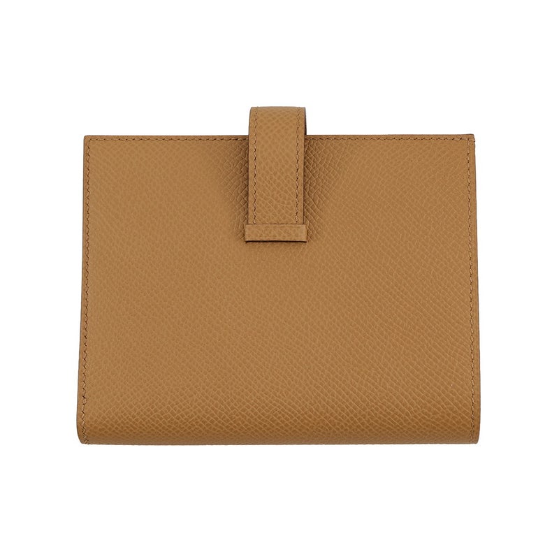 エルメス 二つ折り財布 ベアンコンパクト ビスキュイ/シルバー金具 エプソン K刻印 HERMES