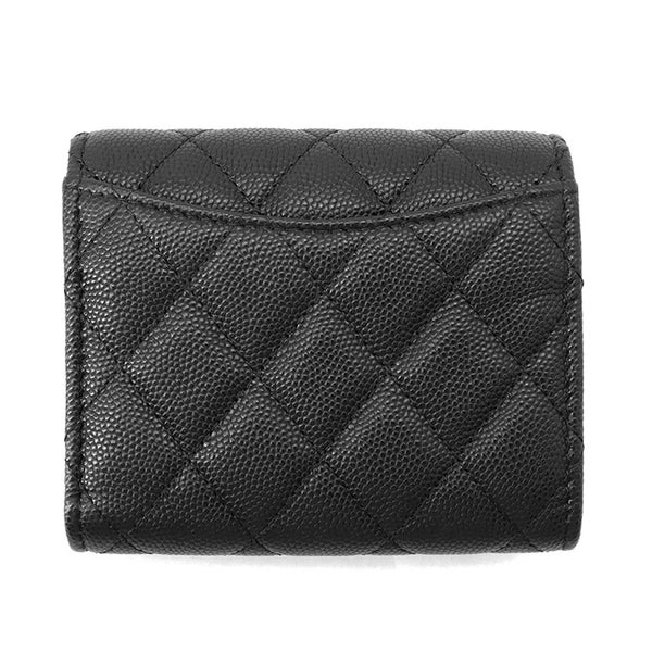 シャネル 三つ折り財布 マトラッセ ココマーク クラシック スモール フラップ ウォレット キャビアスキン AP0229 CHANEL 黒