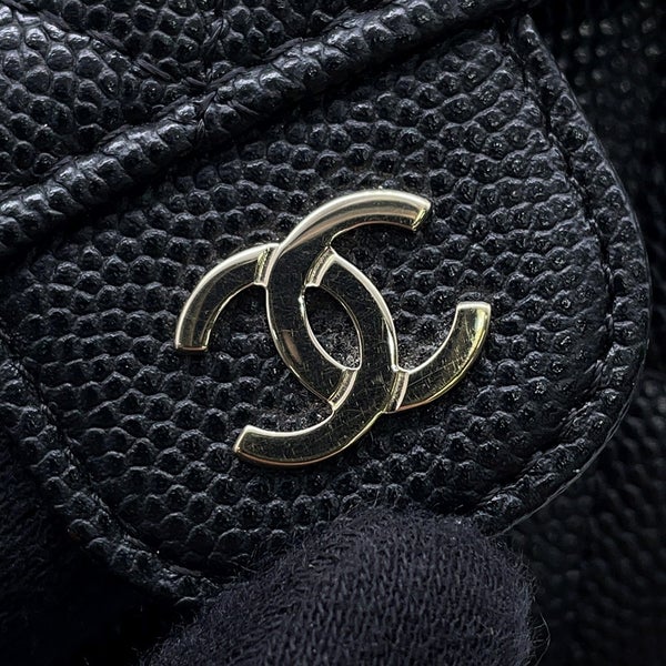 シャネル 三つ折り財布 マトラッセ ココマーク クラシック スモール フラップ ウォレット キャビアスキン AP0229 CHANEL 黒