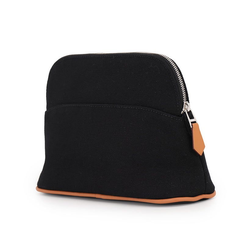 エルメス ポーチ ボリードポーチ ミニ ブラック/シルバー金具 キャンバス HERMES 小物入れ 黒