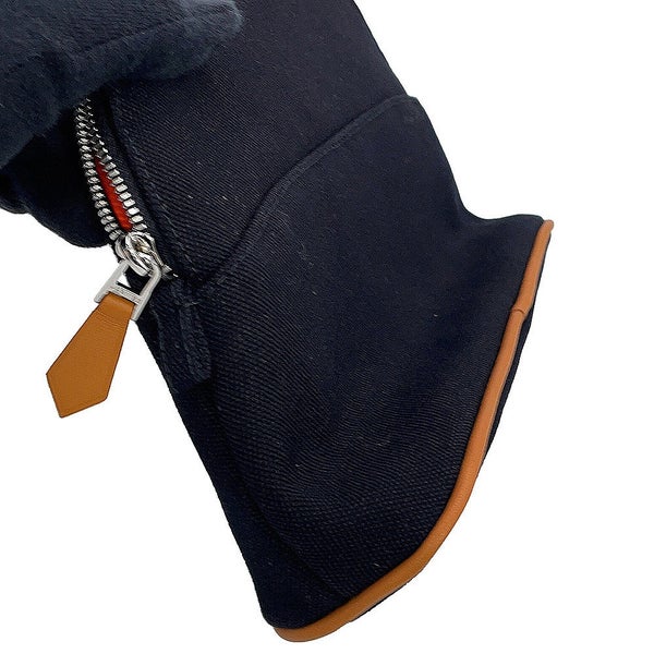 エルメス ポーチ ボリードポーチ ミニ ブラック/シルバー金具 キャンバス HERMES 小物入れ 黒