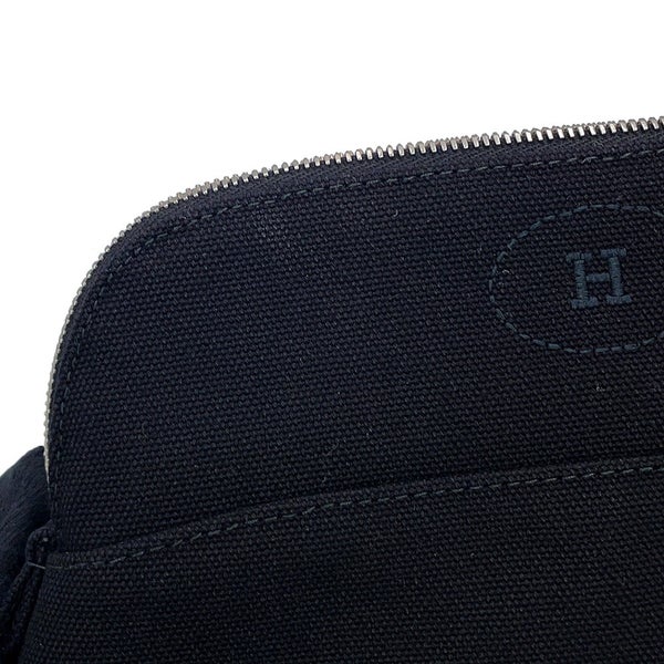 エルメス ポーチ ボリードポーチ ミニ ブラック/シルバー金具 キャンバス HERMES 小物入れ 黒