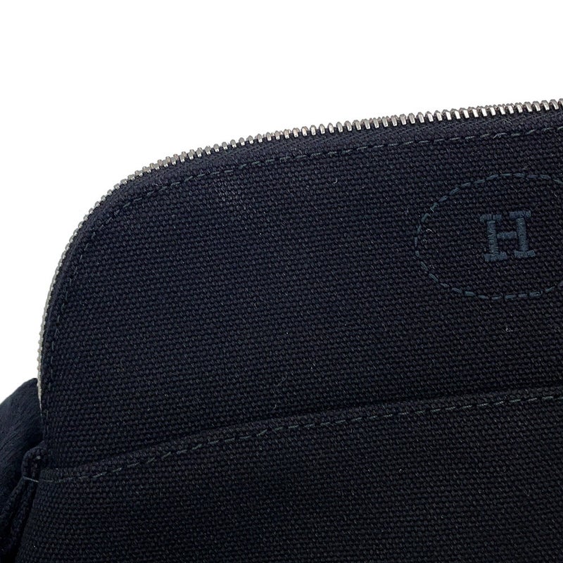 エルメス ポーチ ボリードポーチ ミニ ブラック/シルバー金具 キャンバス HERMES 小物入れ 黒