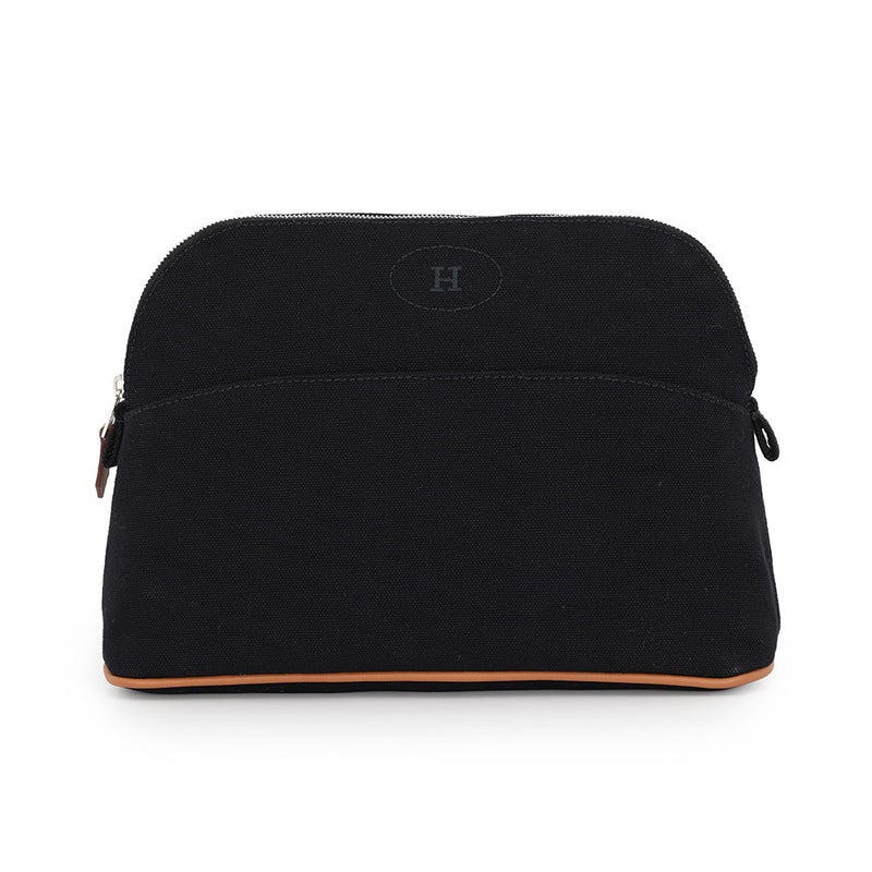 エルメス ポーチ ボリードポーチMM ブラック/シルバー金具 キャンバス HERMES 化粧ポーチ 小物入れ 黒