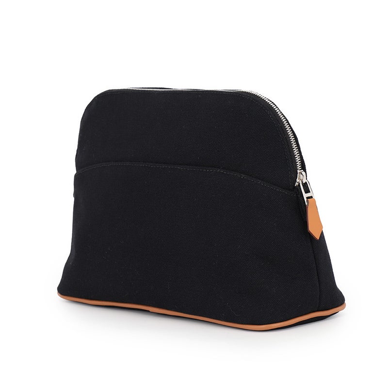 エルメス ポーチ ボリードポーチMM ブラック/シルバー金具 キャンバス HERMES 化粧ポーチ 小物入れ 黒
