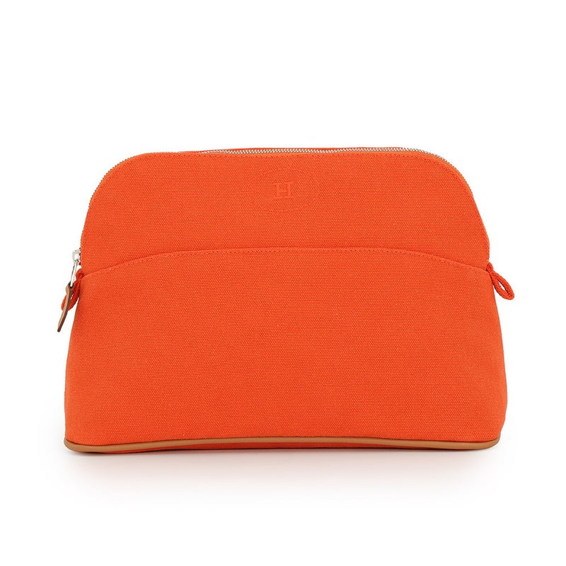 エルメス ポーチ ボリードポーチMM オランジュ・フー/シルバー金具 キャンバス HERMES 化粧ポーチ 小物入れ