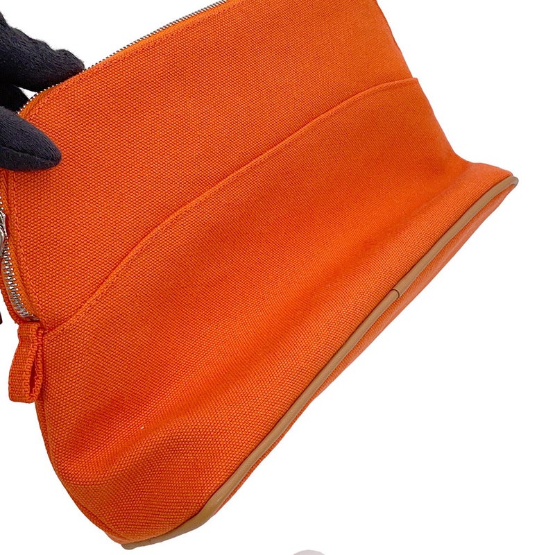 エルメス ポーチ ボリードポーチMM オランジュ・フー/シルバー金具 キャンバス HERMES 化粧ポーチ 小物入れ