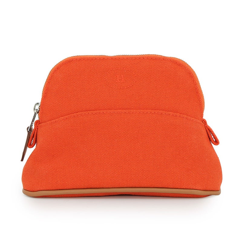 エルメス ポーチ ボリードポーチ ミニミニ オランジュ・フー/シルバー金具 コットン HERMES 小物入れ