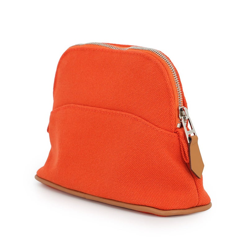 エルメス ポーチ ボリードポーチ ミニミニ オランジュ・フー/シルバー金具 コットン HERMES 小物入れ