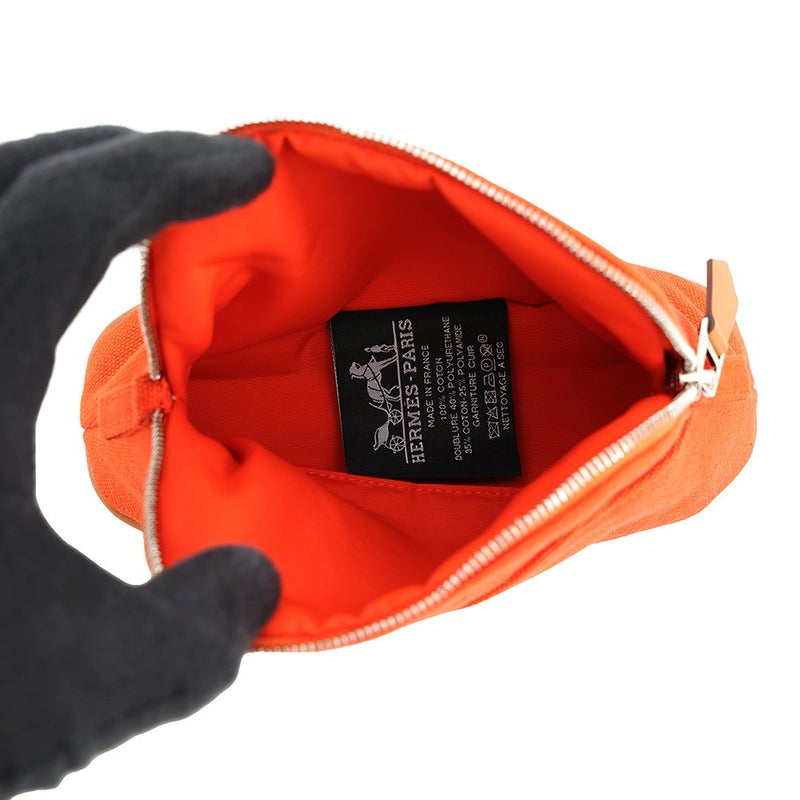 エルメス ポーチ ボリードポーチ ミニミニ オランジュ・フー/シルバー金具 コットン HERMES 小物入れ