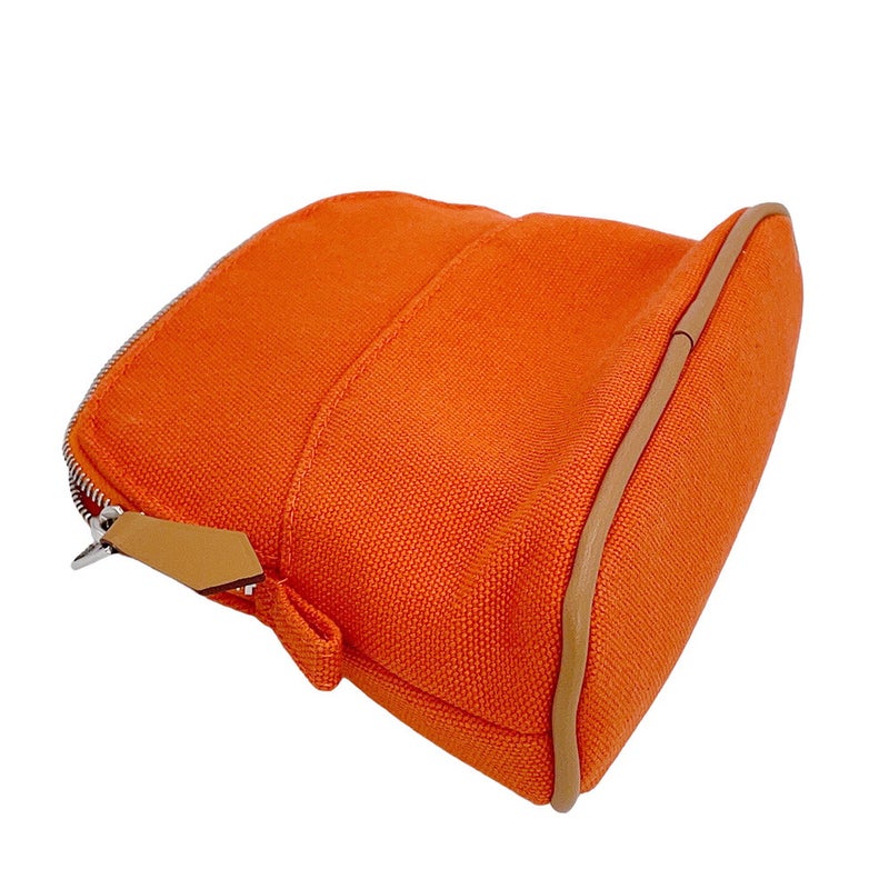 エルメス ポーチ ボリードポーチ ミニミニ オランジュ・フー/シルバー金具 コットン HERMES 小物入れ