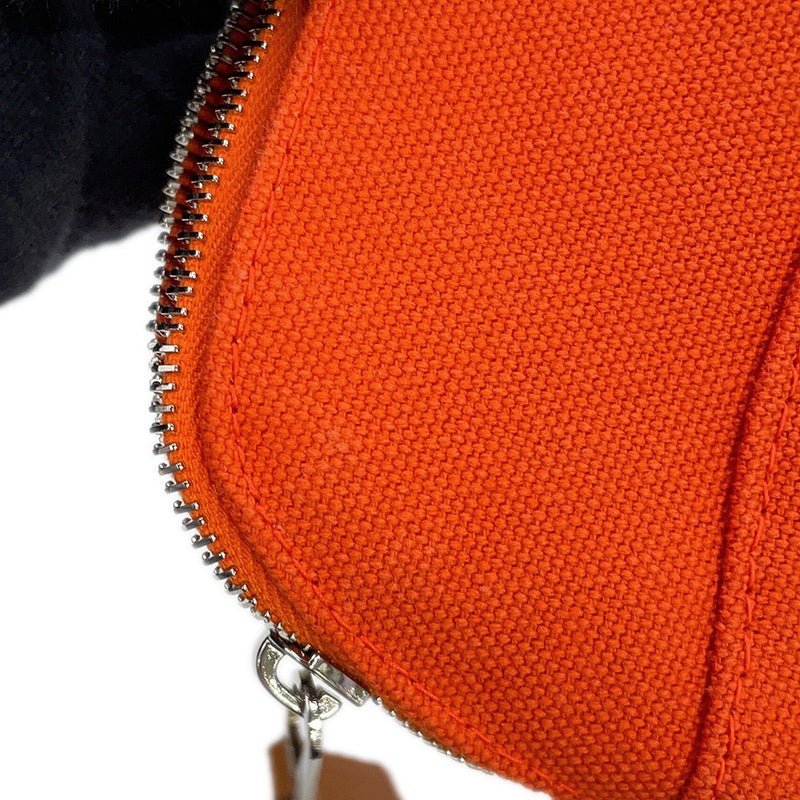 エルメス ポーチ ボリードポーチ ミニミニ オランジュ・フー/シルバー金具 コットン HERMES 小物入れ