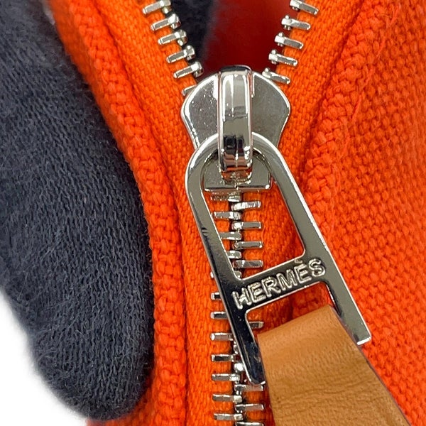 エルメス ポーチ ボリードポーチ ミニミニ オランジュ・フー/シルバー金具 コットン HERMES 小物入れ