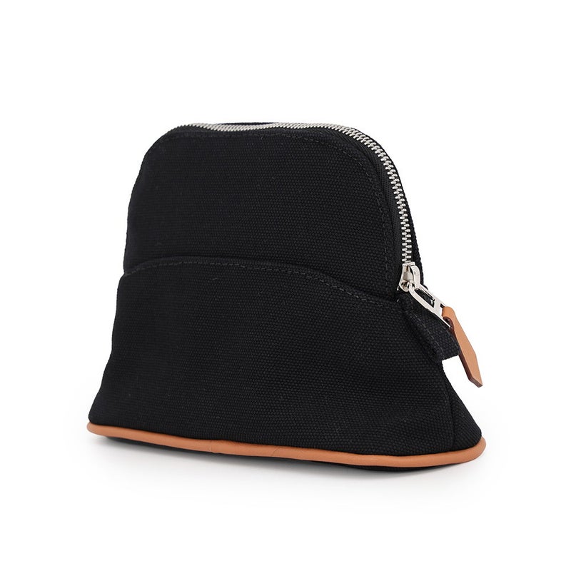 エルメス ポーチ ボリードポーチ ミニミニ ブラック/シルバー金具 コットン HERMES 小物入れ 黒
