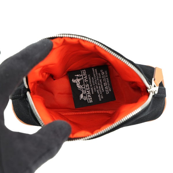 エルメス ポーチ ボリードポーチ ミニミニ ブラック/シルバー金具 コットン HERMES 小物入れ 黒
