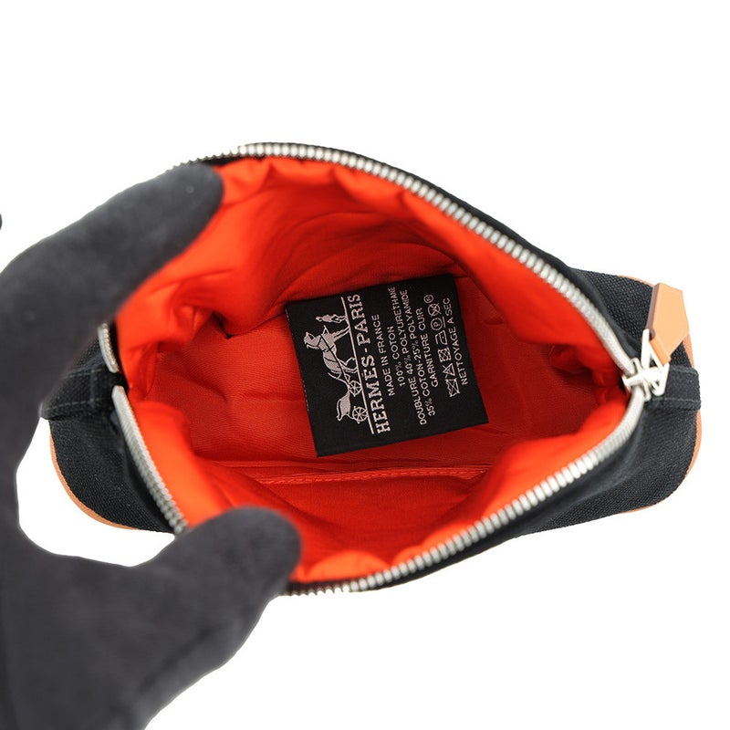 エルメス ポーチ ボリードポーチ ミニミニ ブラック/シルバー金具 コットン HERMES 小物入れ 黒