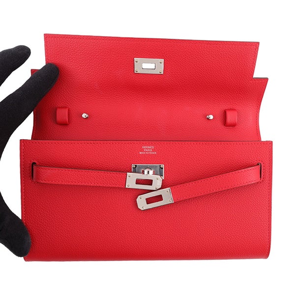 エルメス ケリーウォレット ロング トゥーゴー ルージュラデュー/シルバー金具 エバーカラー K刻印 財布