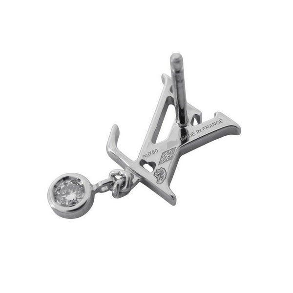 ルイヴィトン ピアス イディール ブロッサム LV ダイヤモンド1P 約0.03ct K18WG Q96544 LOUIS VUITTON 単品 片耳用