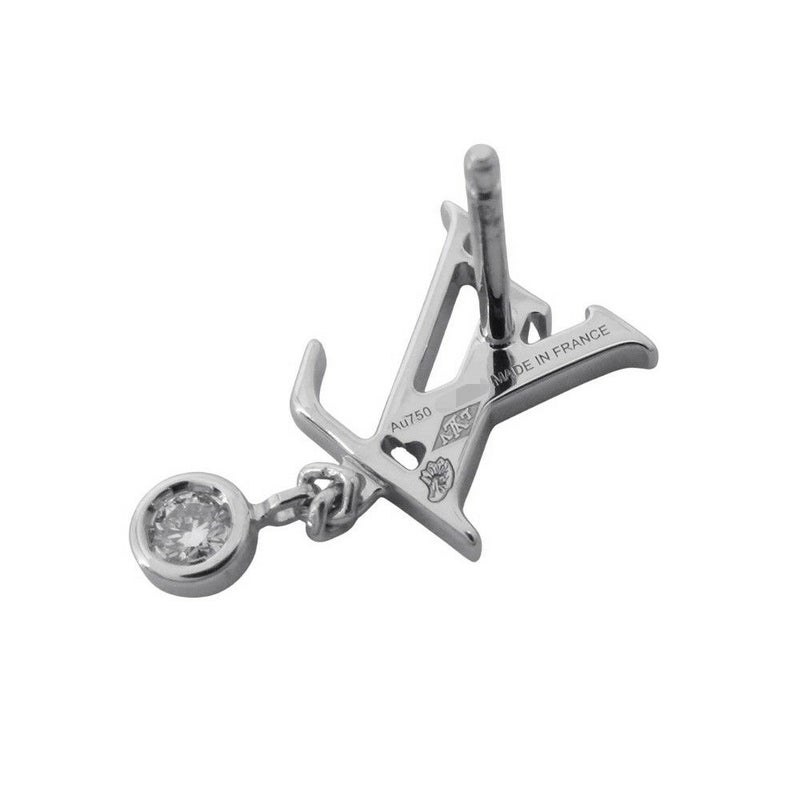 ルイヴィトン ピアス イディール ブロッサム LV ダイヤモンド1P 約0.03ct K18WG Q96544 LOUIS VUITTON 単品 片耳用