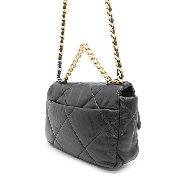 シャネル チェーンショルダーバッグ 19 フラップ バッグ ココマーク ラムスキン AS1160 CHANEL 2way 黒