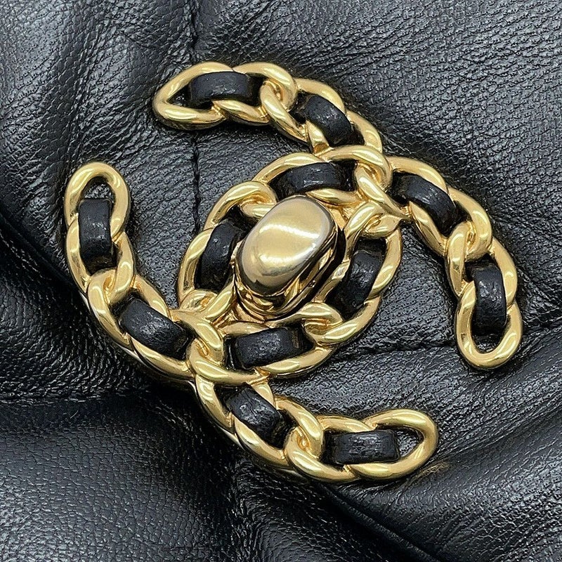 シャネル チェーンショルダーバッグ 19 フラップ バッグ ココマーク ラムスキン AS1160 CHANEL 2way 黒