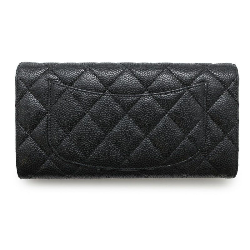 シャネル 長財布 クラシック ロング フラップ ウォレット マトラッセ ココマーク キャビアスキン AP0241 CHANEL 黒