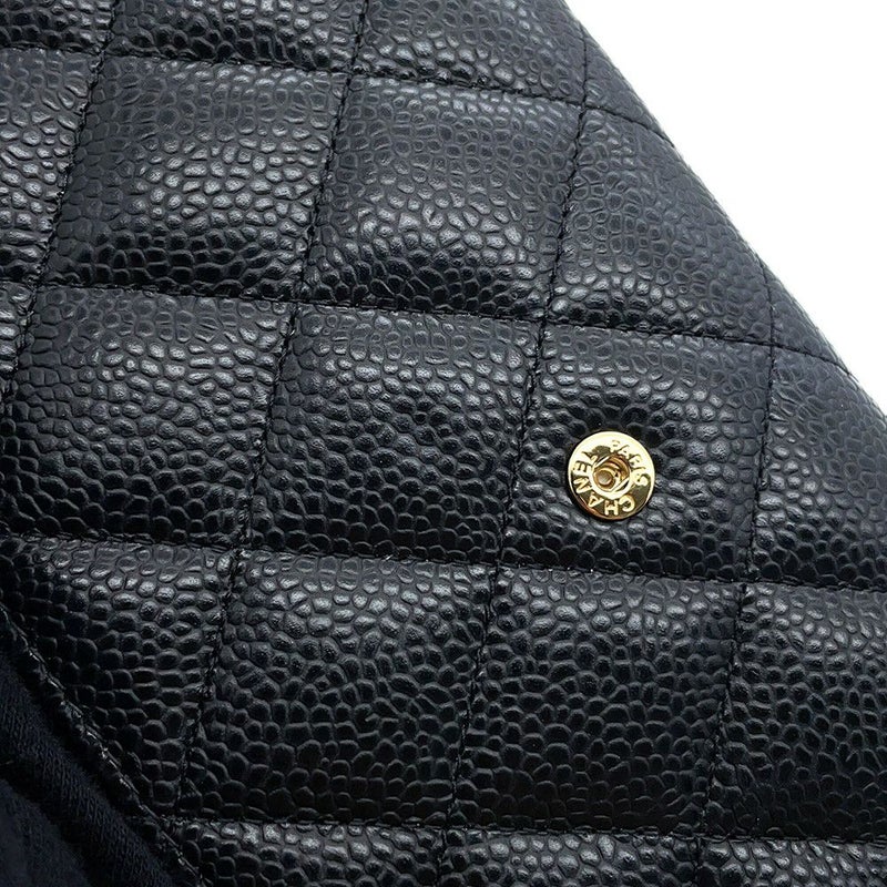 シャネル 長財布 クラシック ロング フラップ ウォレット マトラッセ ココマーク キャビアスキン AP0241 CHANEL 黒