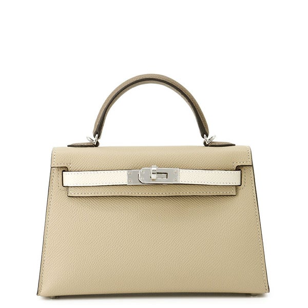 エルメス ミニケリー2 外縫い トリコロール トレンチ/クレ/エトゥープ/シルバー金具 エプソン K刻印 2wayショルダー