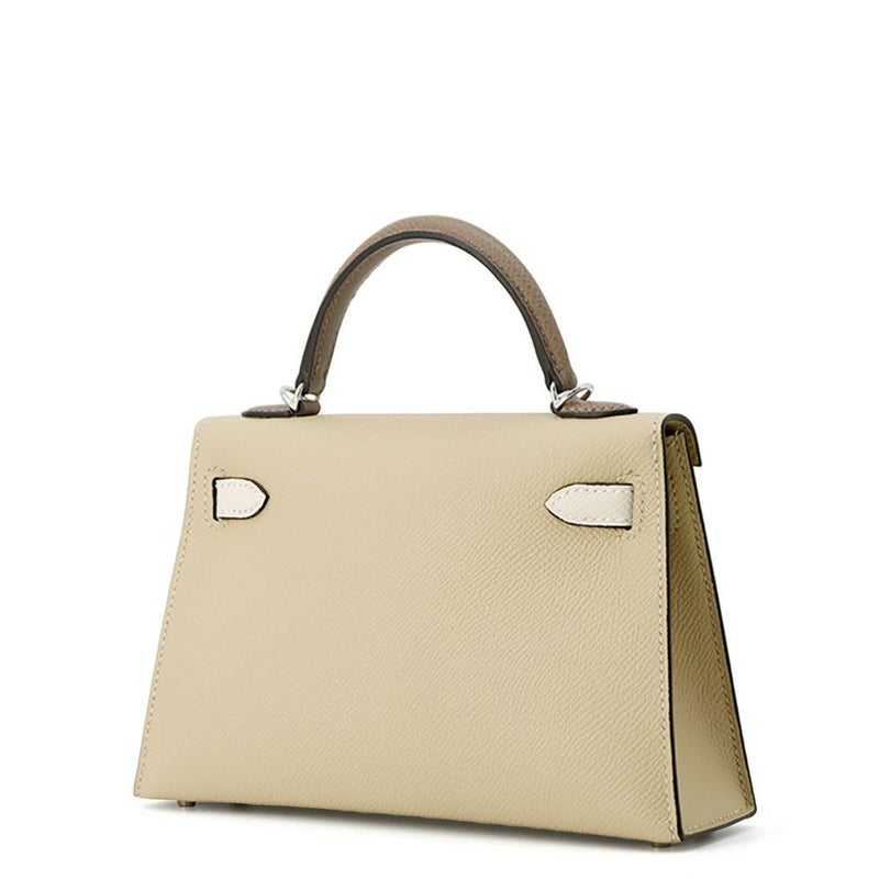 エルメス ミニケリー2 外縫い トリコロール トレンチ/クレ/エトゥープ/シルバー金具 エプソン K刻印 2wayショルダー