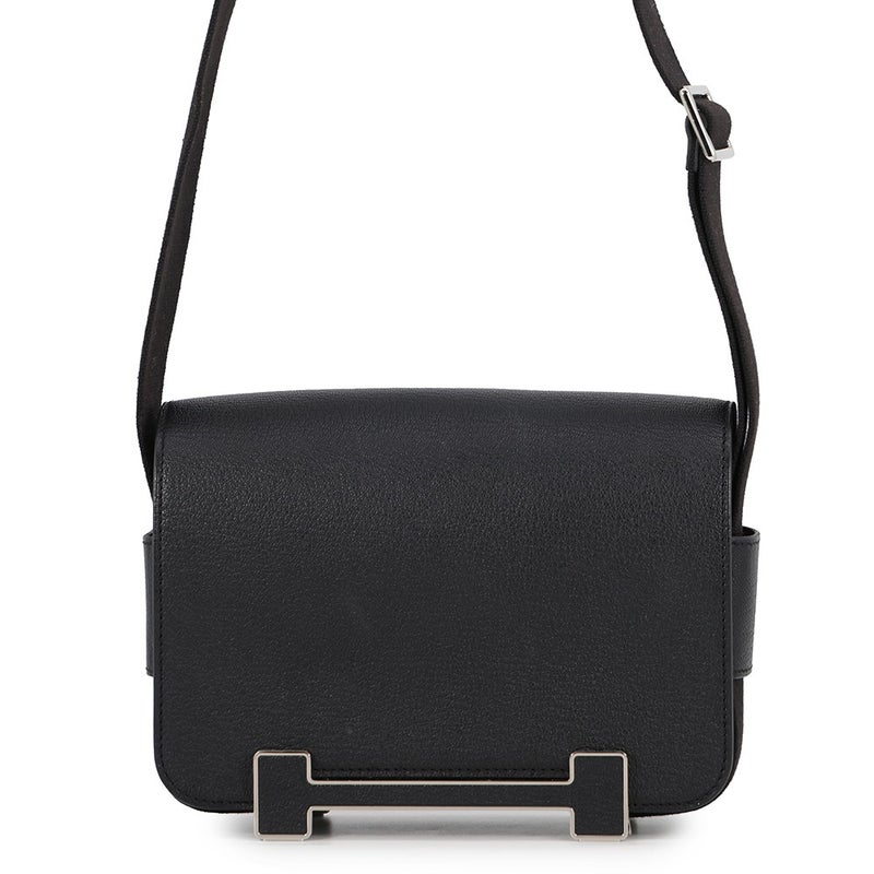 エルメス ショルダーバッグ ゲタ ブラック/シルバー金具 シェブルミゾル W刻印 HERMES 黒