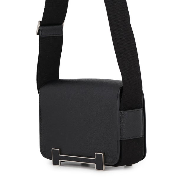 エルメス ショルダーバッグ ゲタ ブラック/シルバー金具 シェブルミゾル W刻印 HERMES 黒