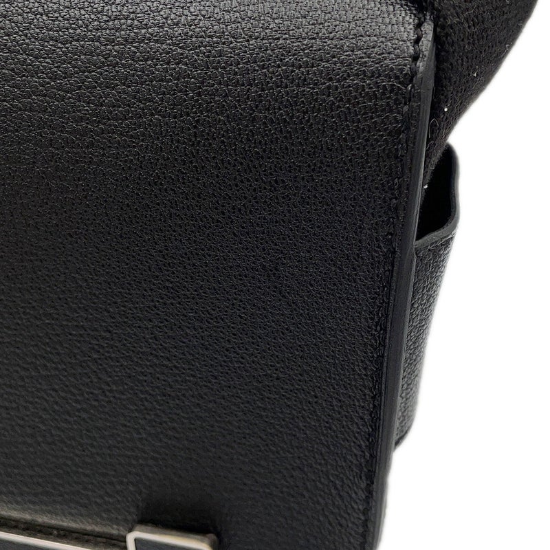 エルメス ショルダーバッグ ゲタ ブラック/シルバー金具 シェブルミゾル W刻印 HERMES 黒