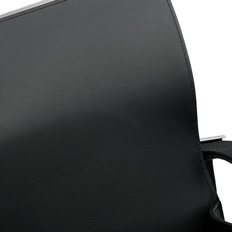 エルメス ショルダーバッグ ゲタ ブラック/シルバー金具 シェブルミゾル W刻印 HERMES 黒
