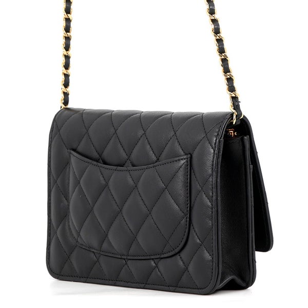 シャネル チェーンウォレット クラシック マトラッセ ココマーク ラムスキン AP0250 CHANEL 財布 ブラック 黒