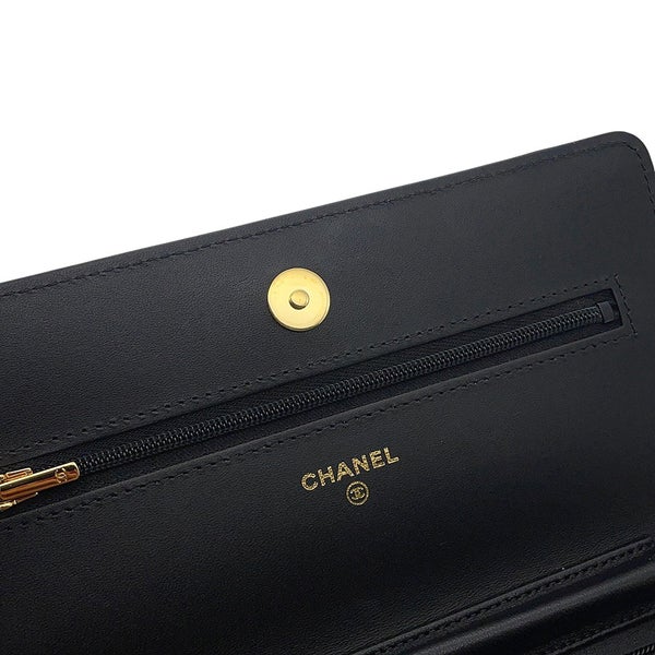 シャネル チェーンウォレット クラシック マトラッセ ココマーク ラムスキン AP0250 CHANEL 財布 ブラック 黒
