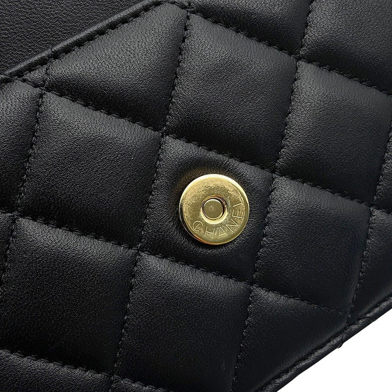 シャネル チェーンウォレット クラシック マトラッセ ココマーク ラムスキン AP0250 CHANEL 財布 ブラック 黒