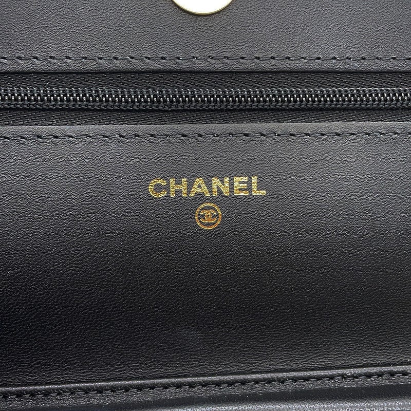シャネル チェーンウォレット クラシック マトラッセ ココマーク ラムスキン AP0250 CHANEL 財布 ブラック 黒