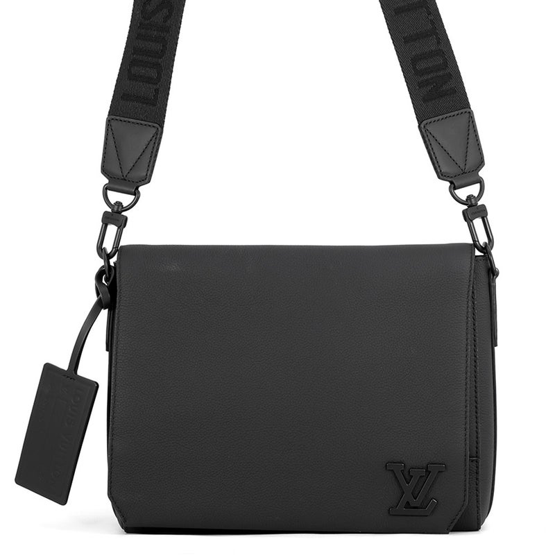 ルイヴィトン ショルダーバッグ グレインレザー テイクオフ・メッセンジャー M57080 LOUIS VUITTON ヴィトン 黒 ブラック