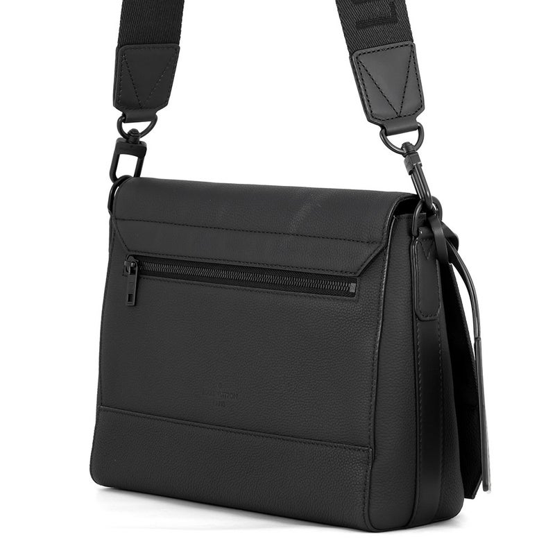 ルイヴィトン ショルダーバッグ グレインレザー テイクオフ・メッセンジャー M57080 LOUIS VUITTON ヴィトン 黒 ブラック