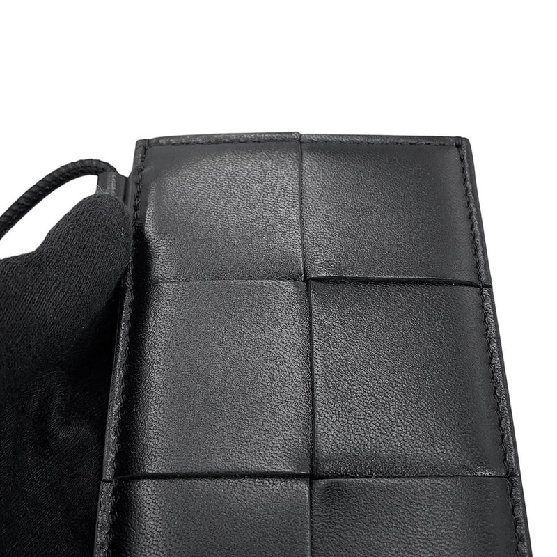 ボッテガヴェネタ カードケース カセット バッジホルダー ラムスキン 701460 BOTTEGA VENETA 黒 定期入れ